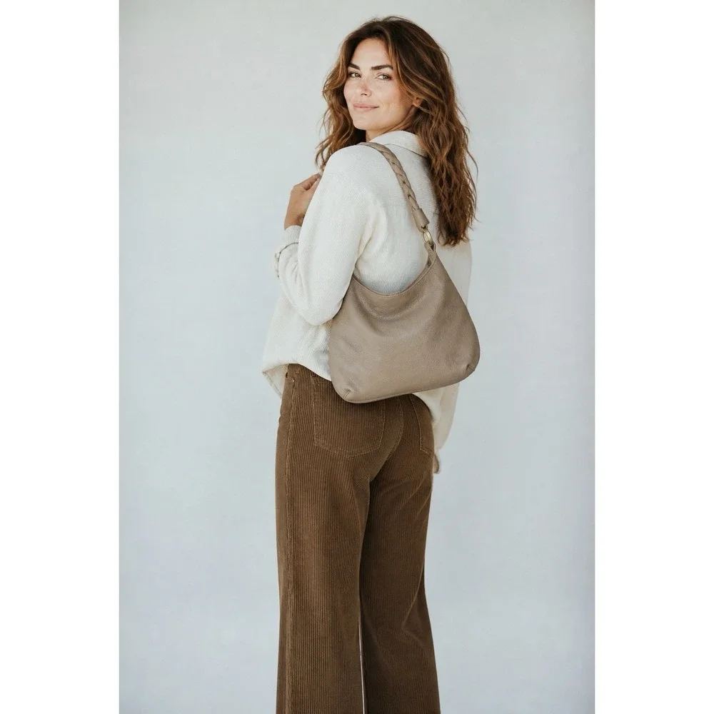 HOBO Brand Madison Shoulder Bag Ivory/Taupe Leather NWOT